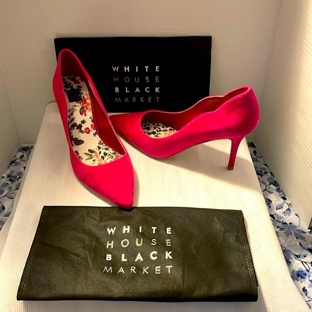 White House Black Market Suede Fuchsia Pumps